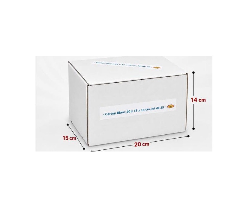 Carton Blanc 20*15*14cm, lot de 25