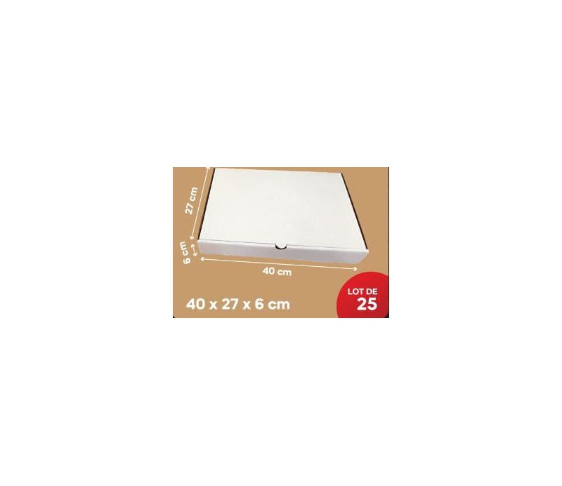 Carton Blanc 40*27*6cm, lot de 25