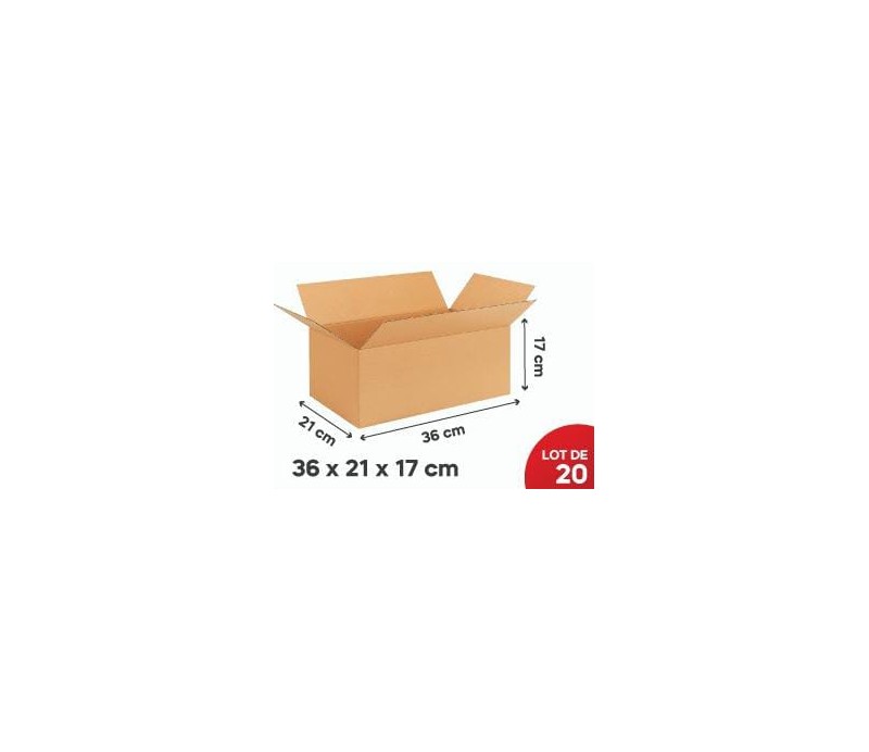Carton Kraft 36*21*17cm, lot de 20