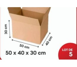 Carton Kraft 50*40*30Cm, Lot de 5