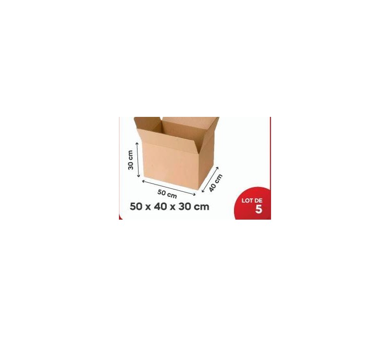 Carton Kraft 50*40*30Cm, Lot de 5