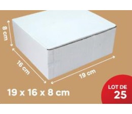 Carton Blanc 19*16*8Cm, Lot de 25