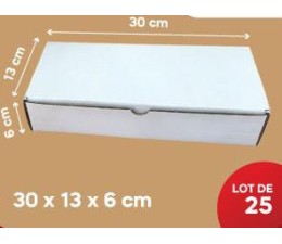 Carton Blanc 30*13*6Cm, Lot de 25
