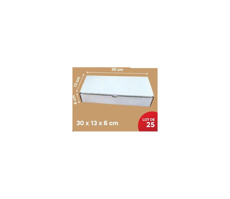 Carton Blanc 30*13*6Cm, Lot de 25