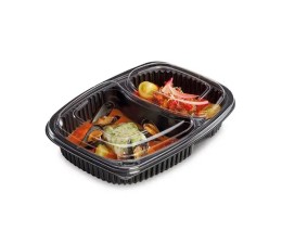Baquette microondable noir 2 compartiments avec Couvercle transparent OZGE
