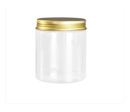 10 Pot PET Transparent 500 ml avec Couvercle Aluminium Doré