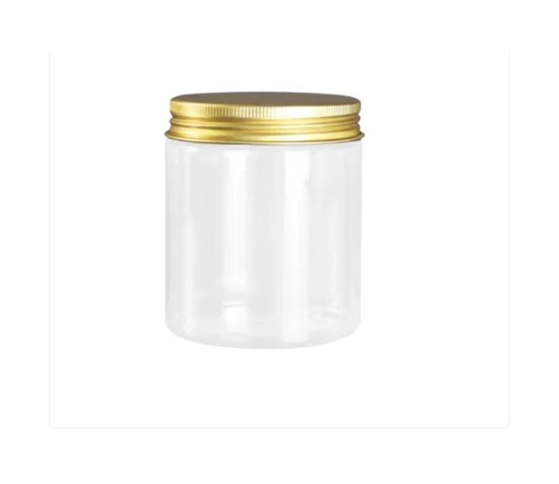10 Pot PET Transparent 500 ml avec Couvercle Aluminium Doré