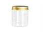 10 Pot PET Transparent 500 ml avec Couvercle Aluminium Doré