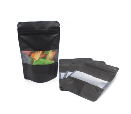 Pochette Zip En noir Avec Fenêtre 16*24Cm
