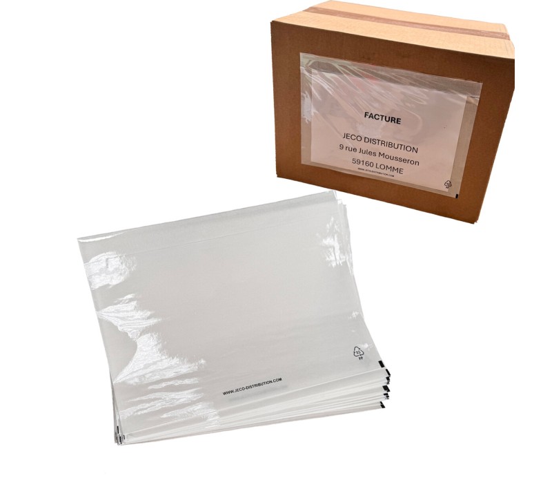 Lot de 50 - Pochette A5 porte-documents adhésives transparente