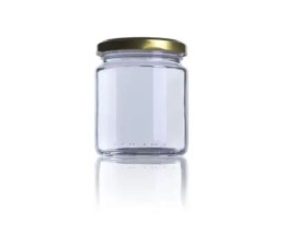 Pot 250ml en verre transparent avec une couvercle dorée
