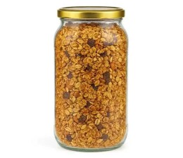 Pot 1L en verre transparent avec une couvercle dorée