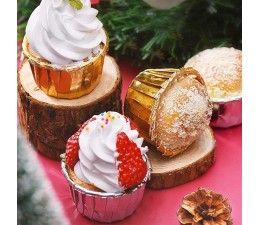 Lot de 25 Boîte à cupcake lazer rond bronze