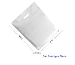 50 Sacs boutique blanc, 50_55 cm soufflet  5
