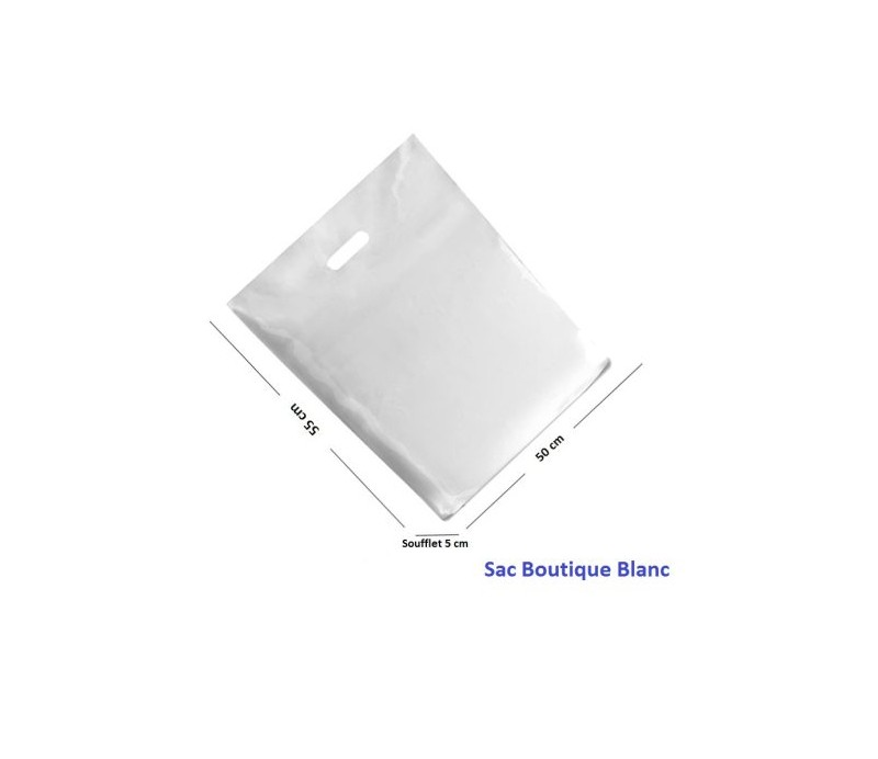 50 Sacs boutique blanc, 50_55 cm soufflet  5